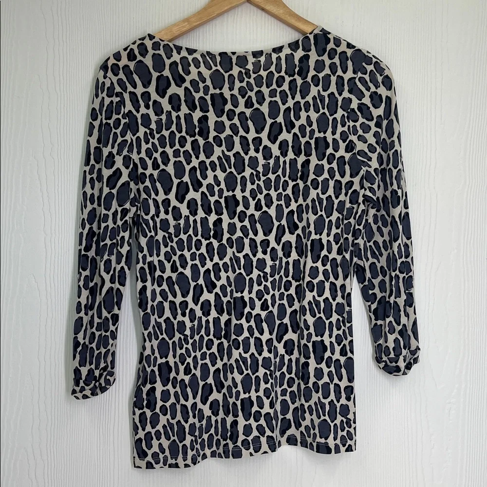 Boden - Leopard Colorful  Animal Print Round Neck Long Sleeve Blouse Size 6 - Picture 10 of 10
